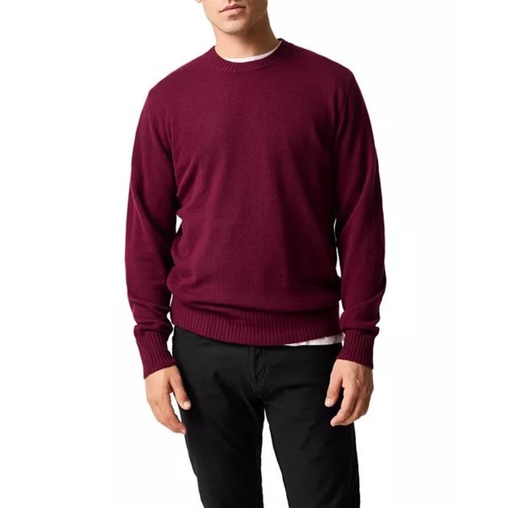 Todd & Gunn Wool Cashmere Blend Burgundy Crewneck Layering Quality Sweater XL